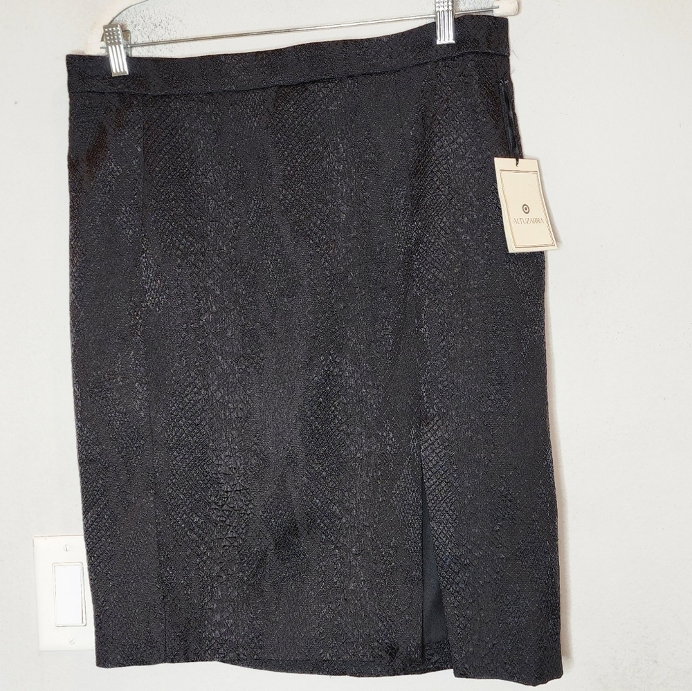 NWT Altuzarra Target Black Snake Print Pencil Skirt Front Slit Size 14